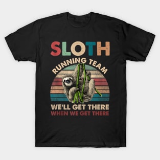 Vintage Sloth Running Team We ll Get There Funny Sloth Tank Top T-Shirt